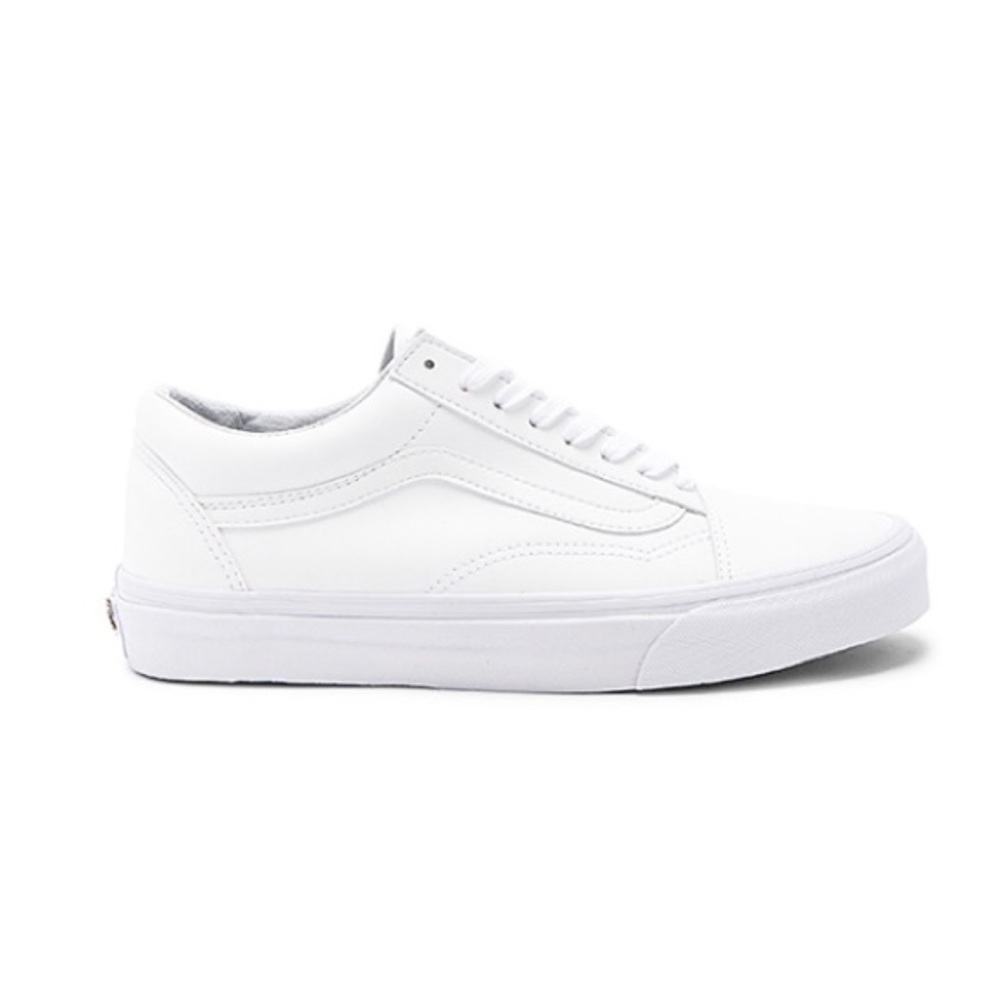 White Leather Vans Old Skool Sneakers Size 8